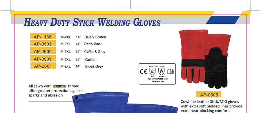 Heavy Duty Blue And Golden Stick Welding Gloves